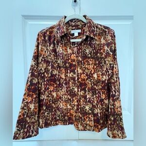 Christopher & Banks Red and Brown Long Sleeve Button Down Shirt